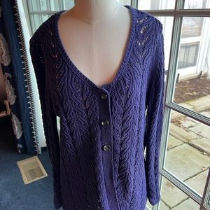 Talbots 3 button cardigan sweater in a beautiful purple color. Size XL